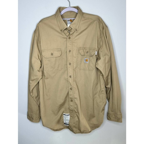 Carhartt Other - Men's Flame-Resistant Carhartt Workwear Tan Button Up Shirt  Large